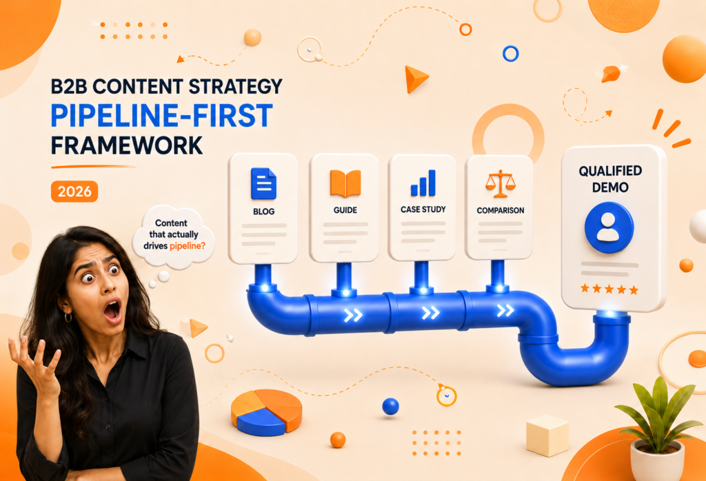 B2B content marketing strategy pipeline framework showing blogs, case studies and qualified demo conversion