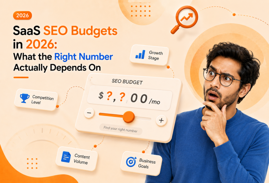 SaaS SEO budget planning in 2026 showing SEO cost factors, growth stage and B2B marketing strategy