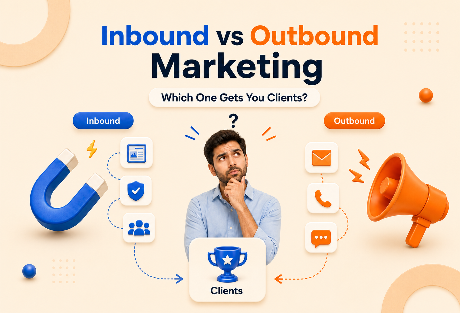 Inbound vs outbound marketing for B2B teams comparing SEO, content, cold outreach, and qualified client acquisition