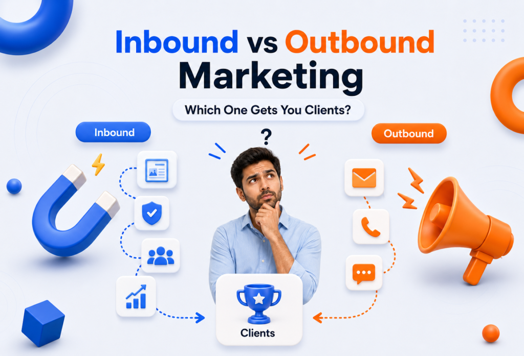 Inbound vs outbound marketing comparison for B2B teams choosing channels that generate clients
