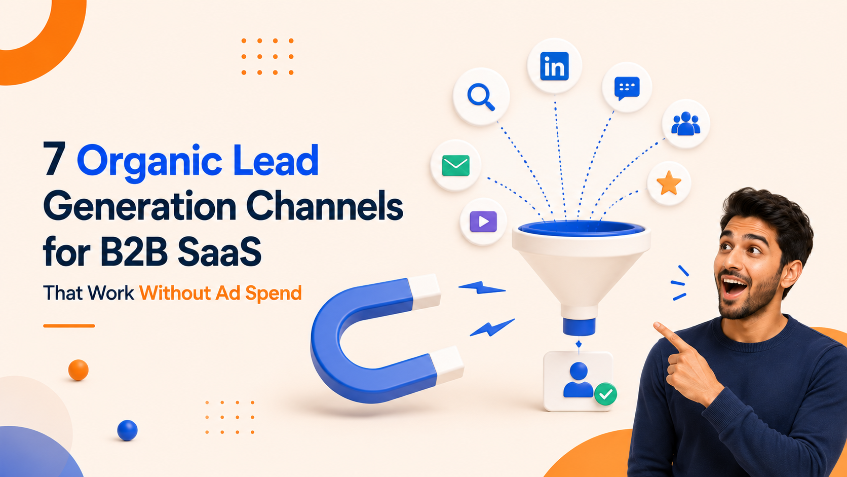 Organic lead generation channels for B2B SaaS, showing SEO, LinkedIn, email, communities and referrals